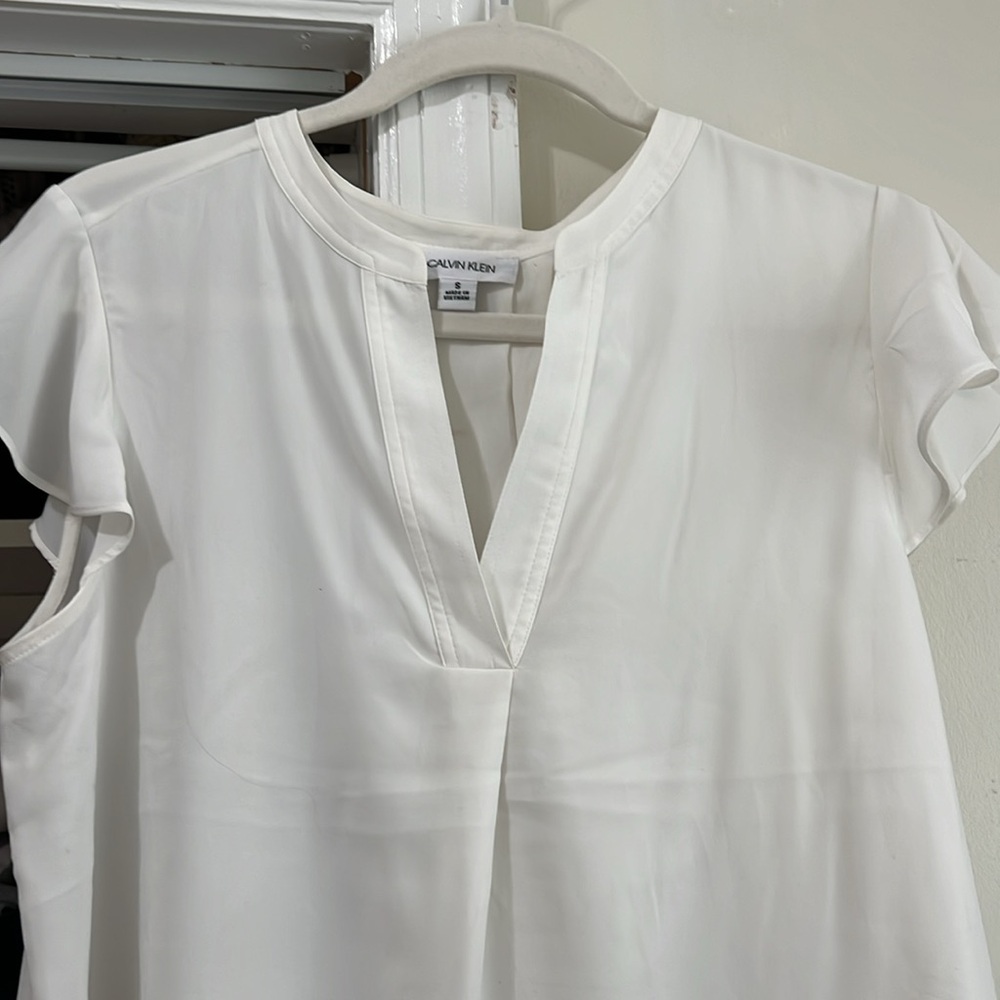 Calvin Klein white silky blouse